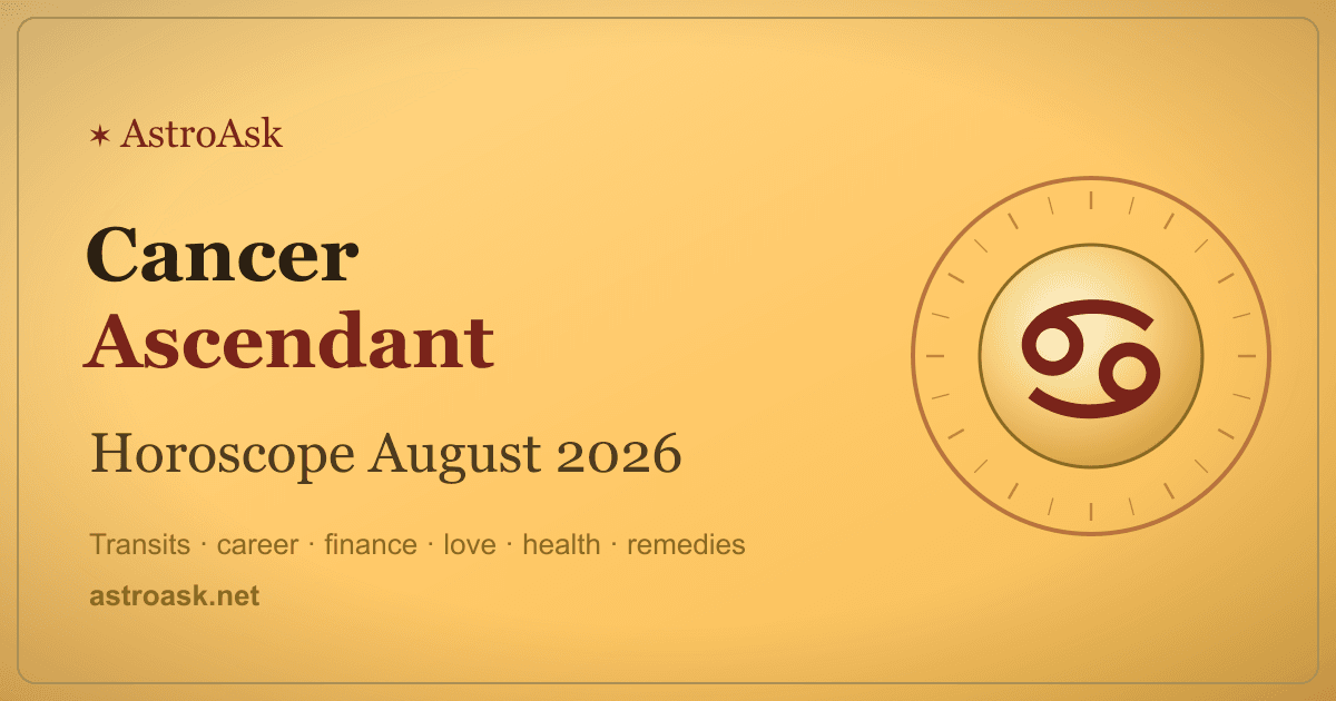 Cancer Ascendant Horoscope August 2026