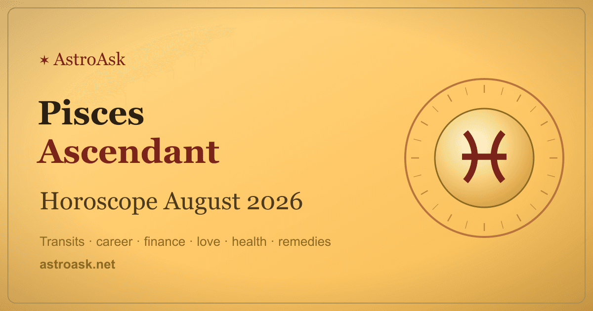 Pisces Ascendant Horoscope August 2026